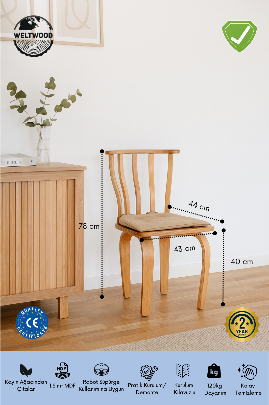 6 Kişilik Masa ve 6 adet İtalyan Sandalye