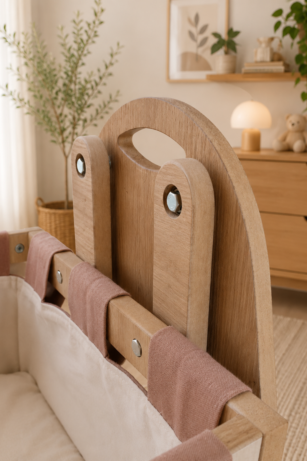 BABYSWING Sallanır Anne Yanı Beşik | 0-1 Yaş | Safir Meşe MDF