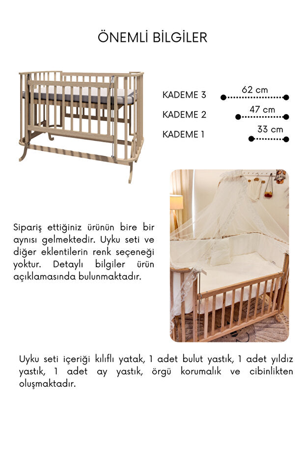 BebeK on For Mabela Beşik Krem Fransız Uyku Seti İle | Doğal Ahşap Kayın Ağacı