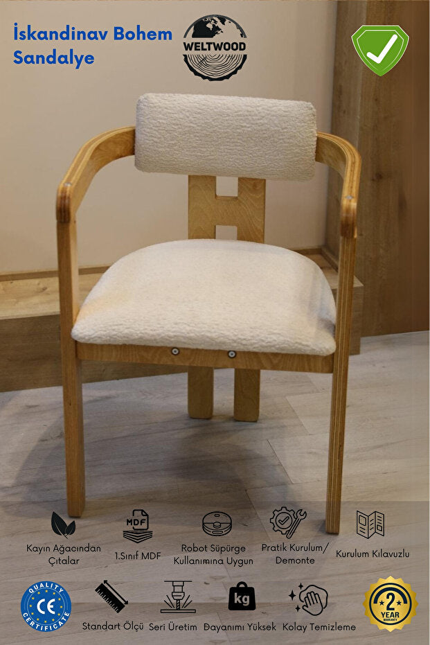 BebeK on For Weltwood Mobilya İskandinav Bohem Collection Sandalye, %100 Ahşap Kayın Ağacı Gövde