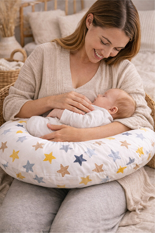 BebeK on For Babynest Sarı Yıldızlı set | Emzirme Yastığı ile