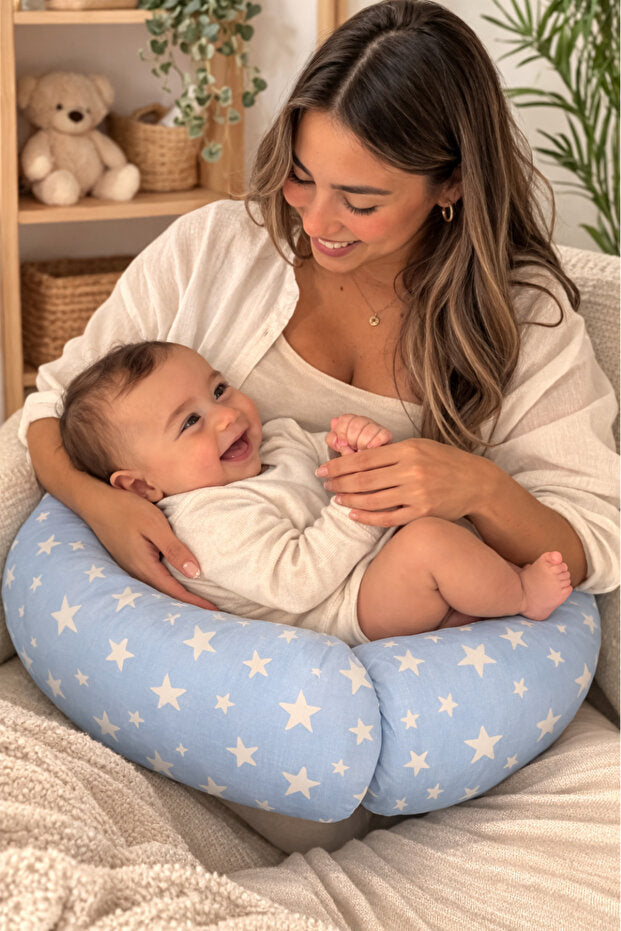 BebeK on For Babynest Mavi Yıldızlı set | Emzirme Yastığı ile