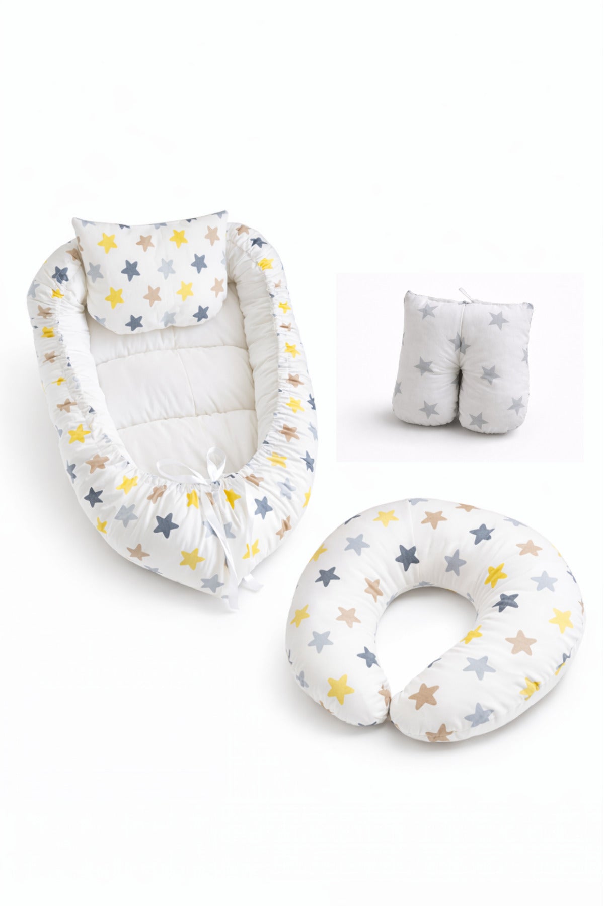 BebeK on For Babynest Sarı Yıldızlı set | Emzirme Yastığı ile