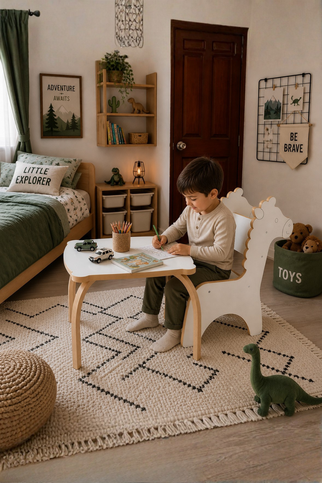 Zürafa Sandalye ve Masası | %100 MDF | Kayın Ağacından Masa Ayaklar