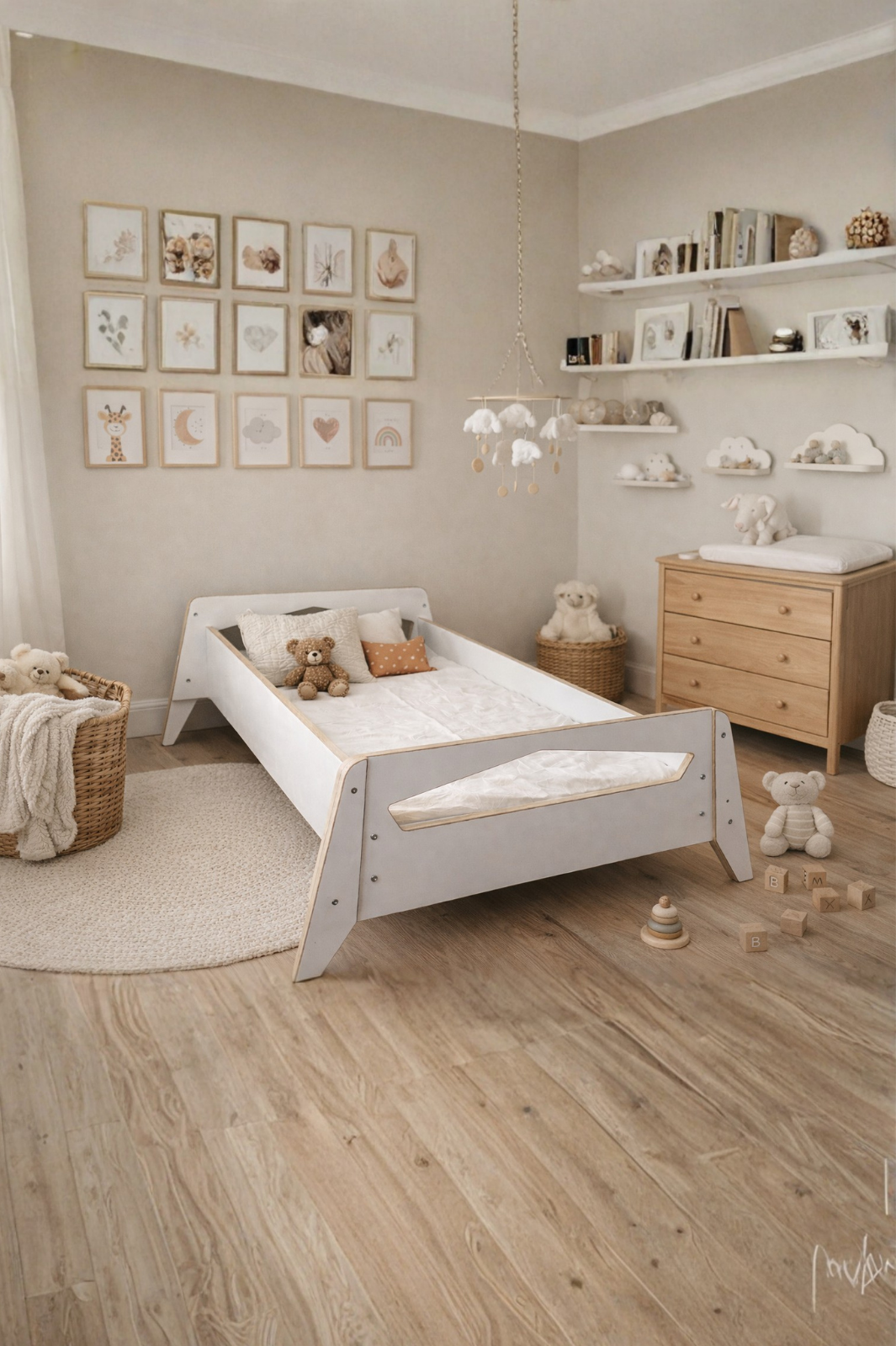 Diamond MDF Beşik / Yatak | Yatak Hediyeli | 60x120 cm