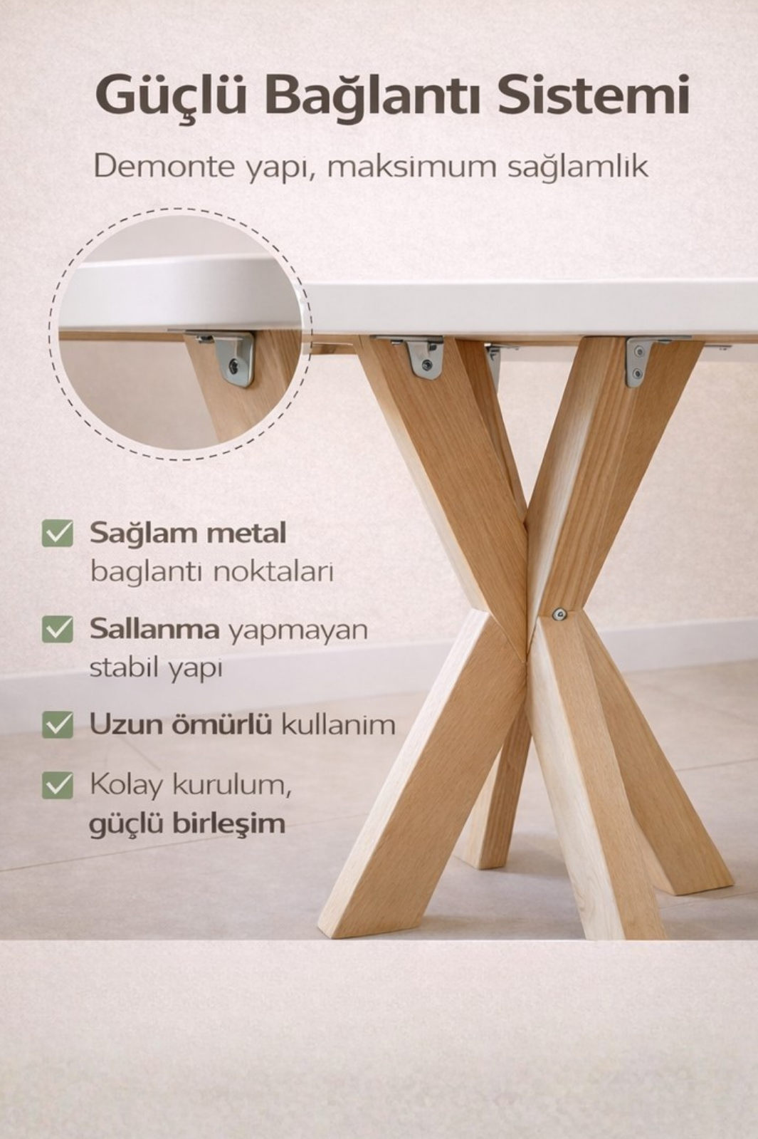 4 Kişilik İskandinav Yuvarlak Yemek Masası ve 4 İtalyan Sandalye seti | %100 MDF | %100 Kayın Ağacından Ahşap Ayak