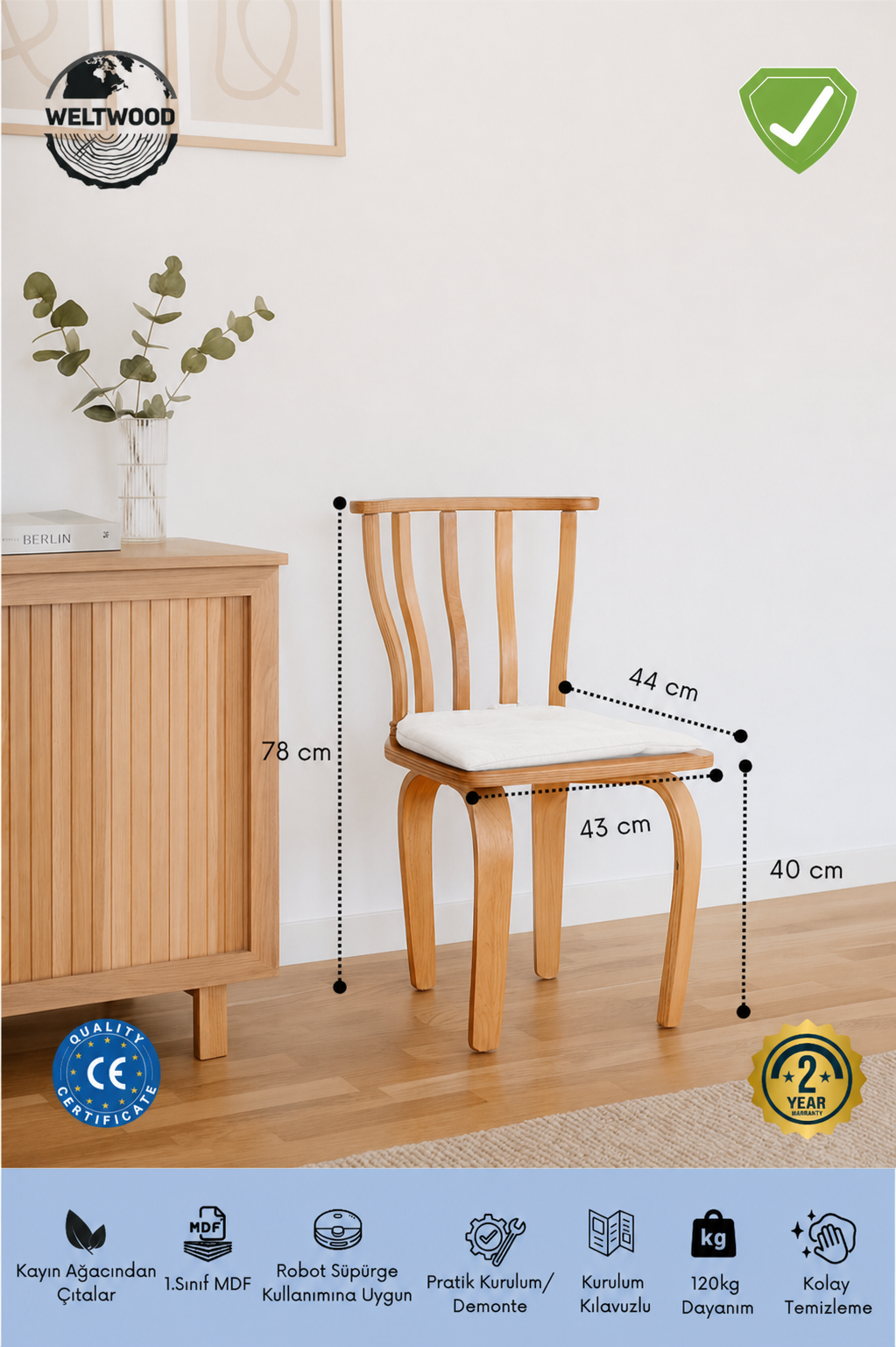 6 Kişilik İskandinav Masa ve 6 Adet İtalyan Sandalye | %100 MDF | %100 Kayın Ağacı Ahşap Ayak