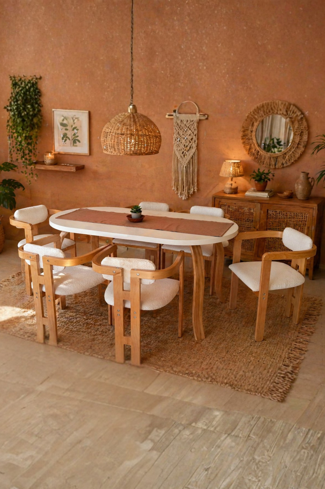 6 Kişilik Kelebek Yemek Masası ve 6 İskandinav Sandalye seti | %100 MDF | %100 Kayın Ağacından Ayak Malzemesi