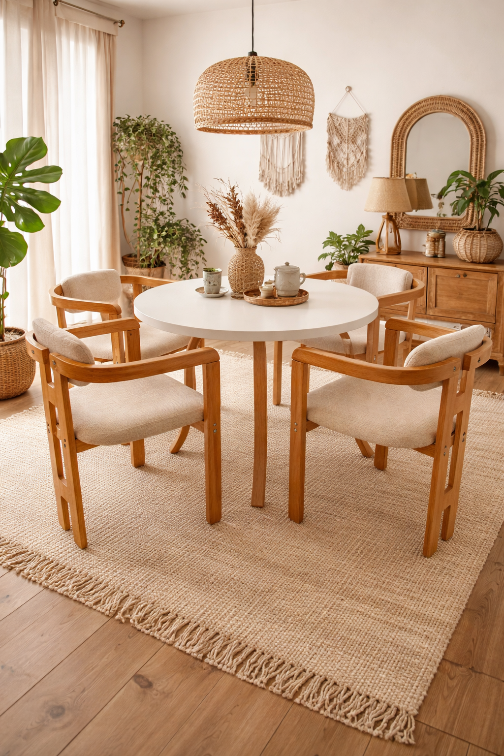 4 Kişilik Butterfly Yemek Masası ve 4 İskandinav Sandalye | %100 MDF | %100 KAyın Ağacından Malzeme
