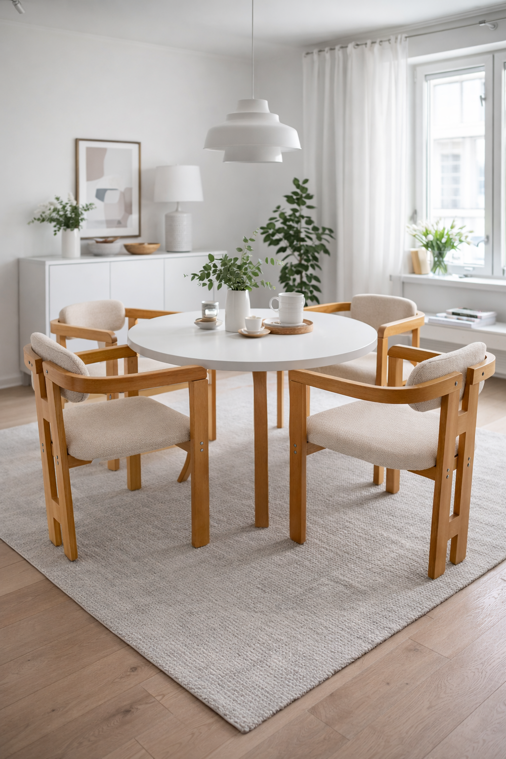 4 Kişilik Butterfly Yemek Masası ve 4 İskandinav Sandalye | %100 MDF | %100 KAyın Ağacından Malzeme