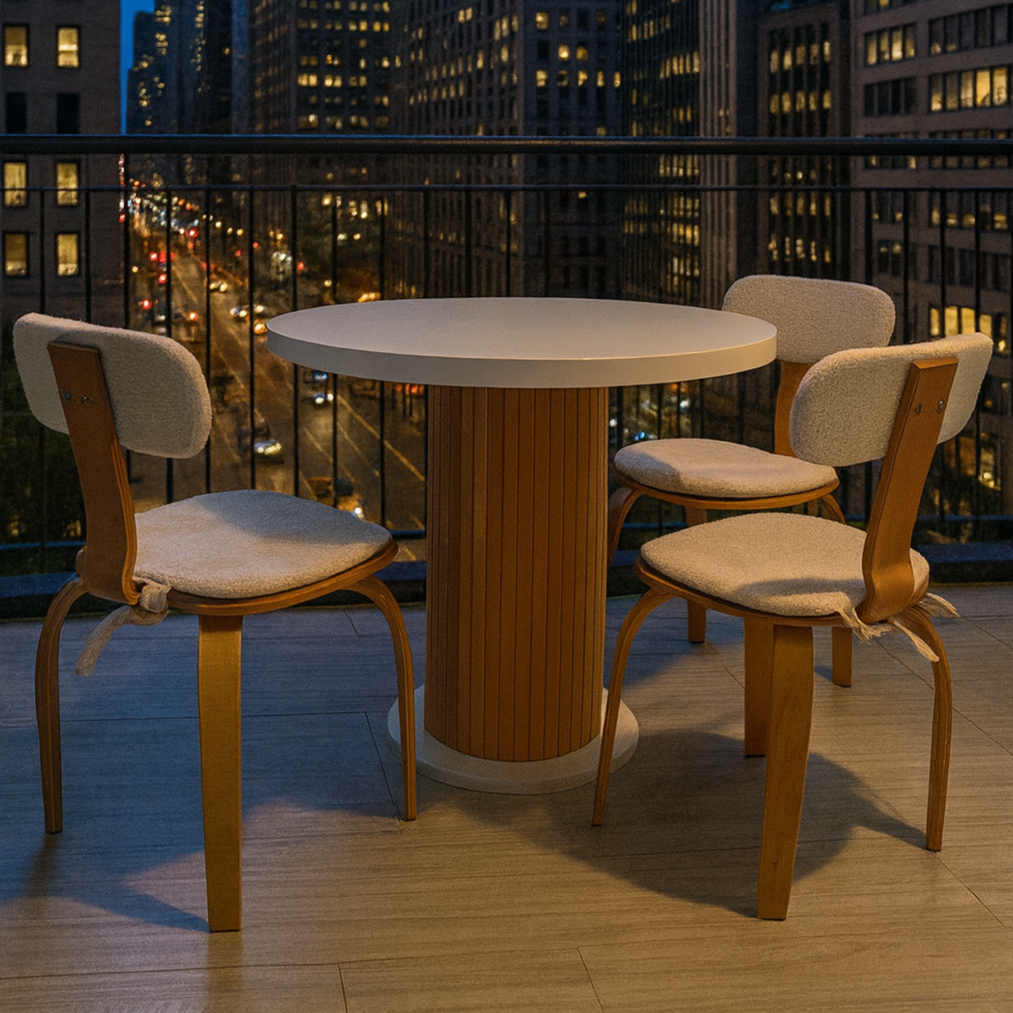 4 Kişilik Masa ve 4 London Sandalye | Teddy Kumaş Minder