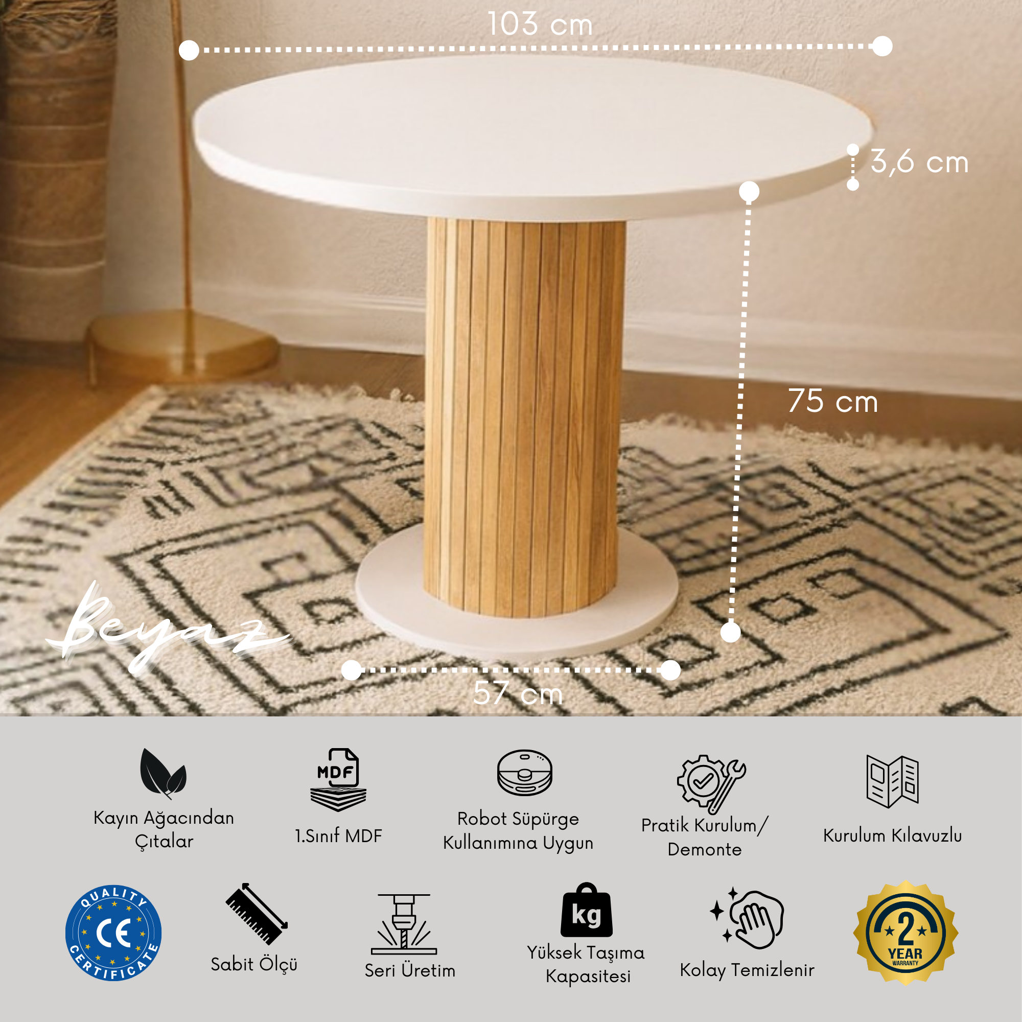 4 Kişilik Masa ve 4 London Sandalye | Teddy Kumaş Minder