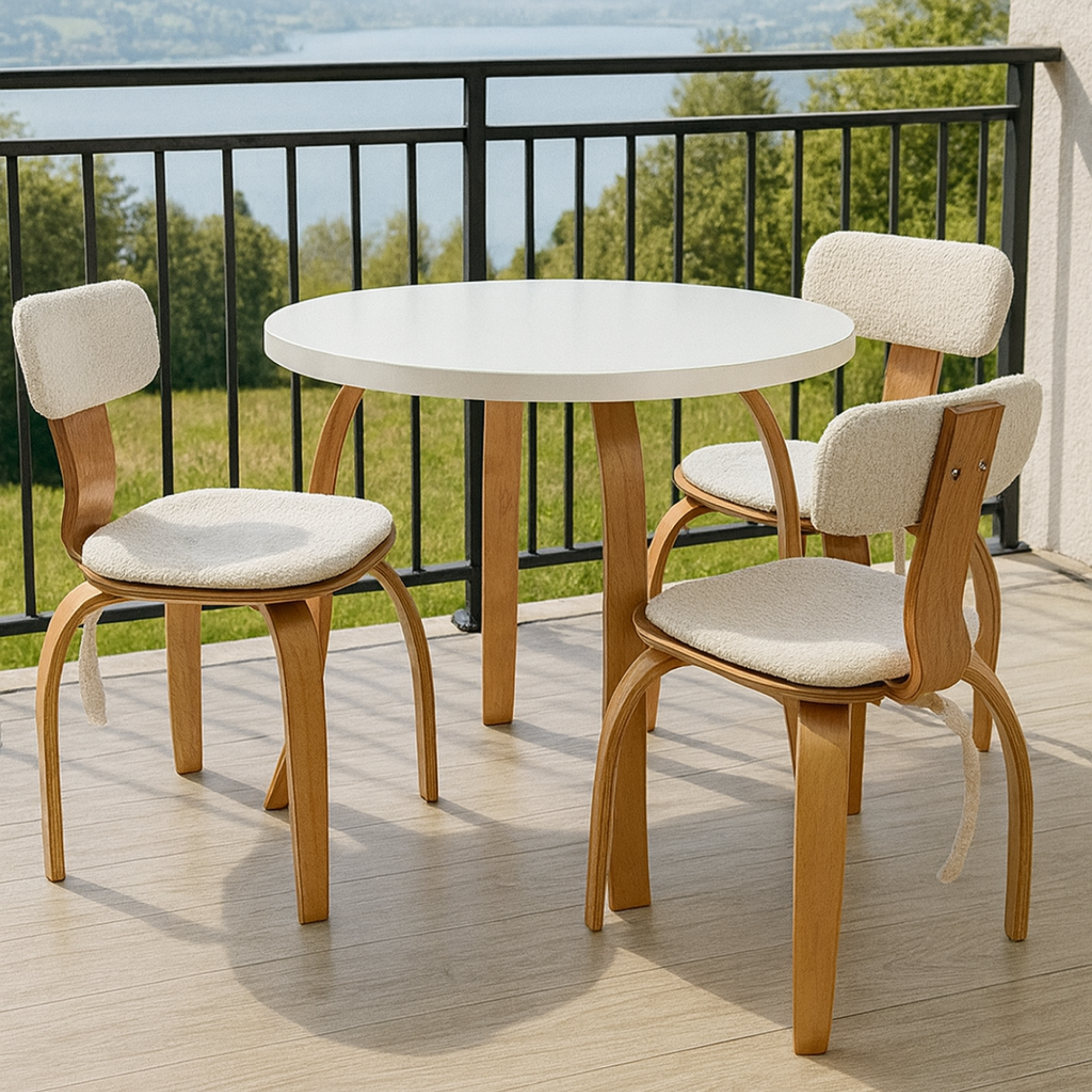 4 Kişilik Kelebek Masa ve 4 London Sandalye Masa Takımı | Teddy Kumaş Minder