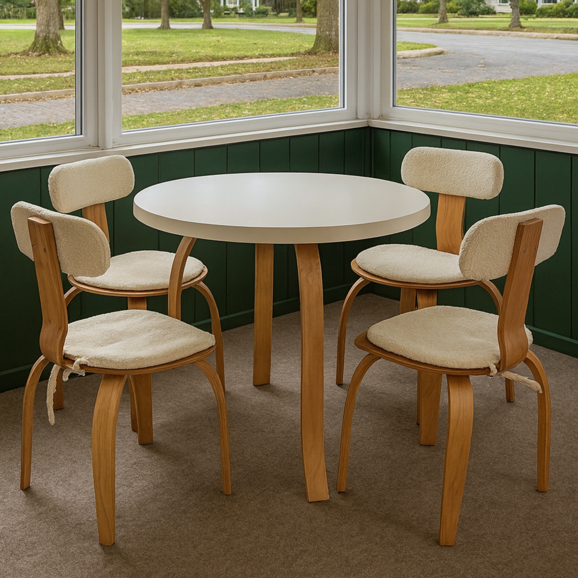 4 Kişilik Kelebek Masa ve 4 London Sandalye Masa Takımı | Teddy Kumaş Minder