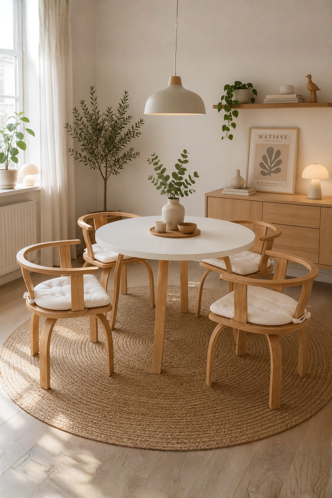 4 Kişilik Butterfly Yemek Masası ve 4 Kişilik Berlin Sandalye | %100 MDF | %100 Kayın Ağacı Malzeme