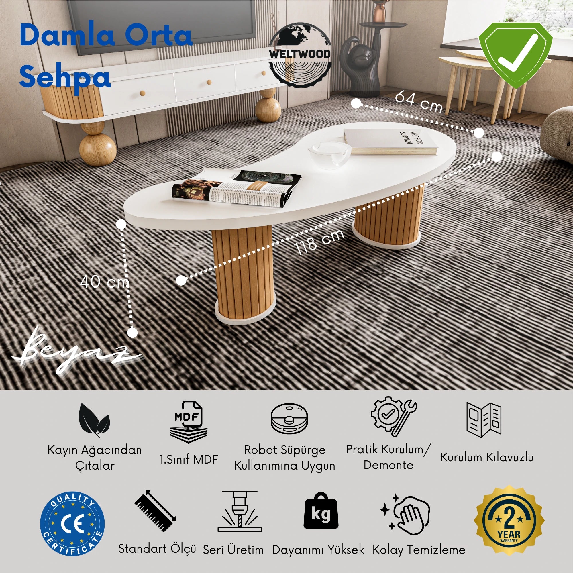 Damla Orta Sehpa, Bohem Stili Modern Orta Sehpa