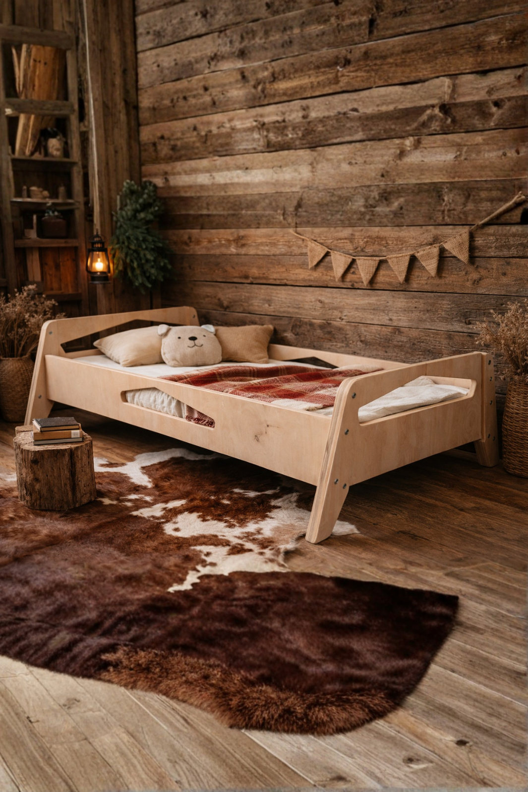 Diamond Lamine Beşik / Yatak | Yatak Hediyeli | Doğal Kayın Ahşap | 60x120 cm