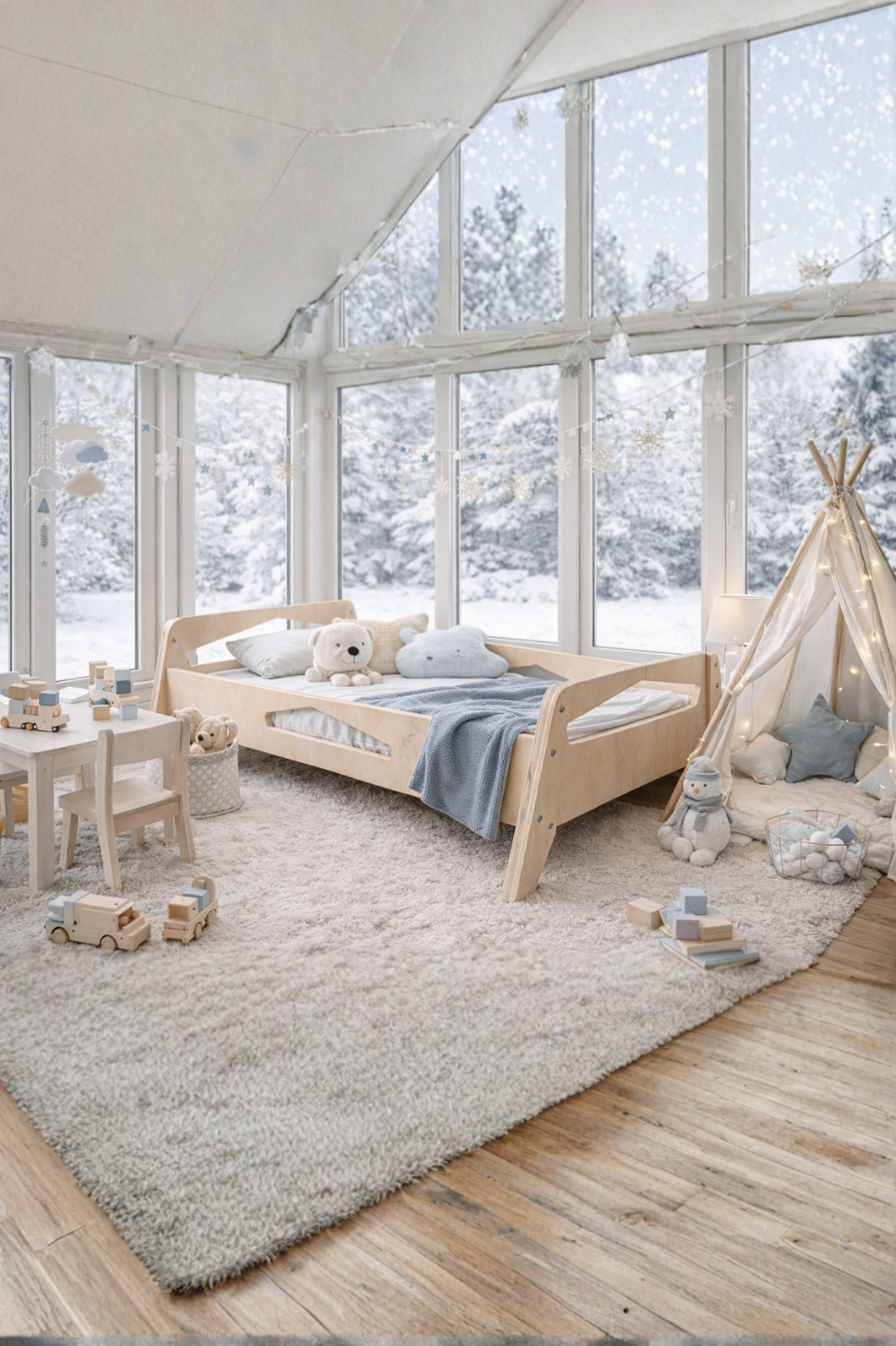 Diamond Lamine Beşik / Yatak | Yatak Hediyeli | Doğal Kayın Ahşap | 60x120 cm