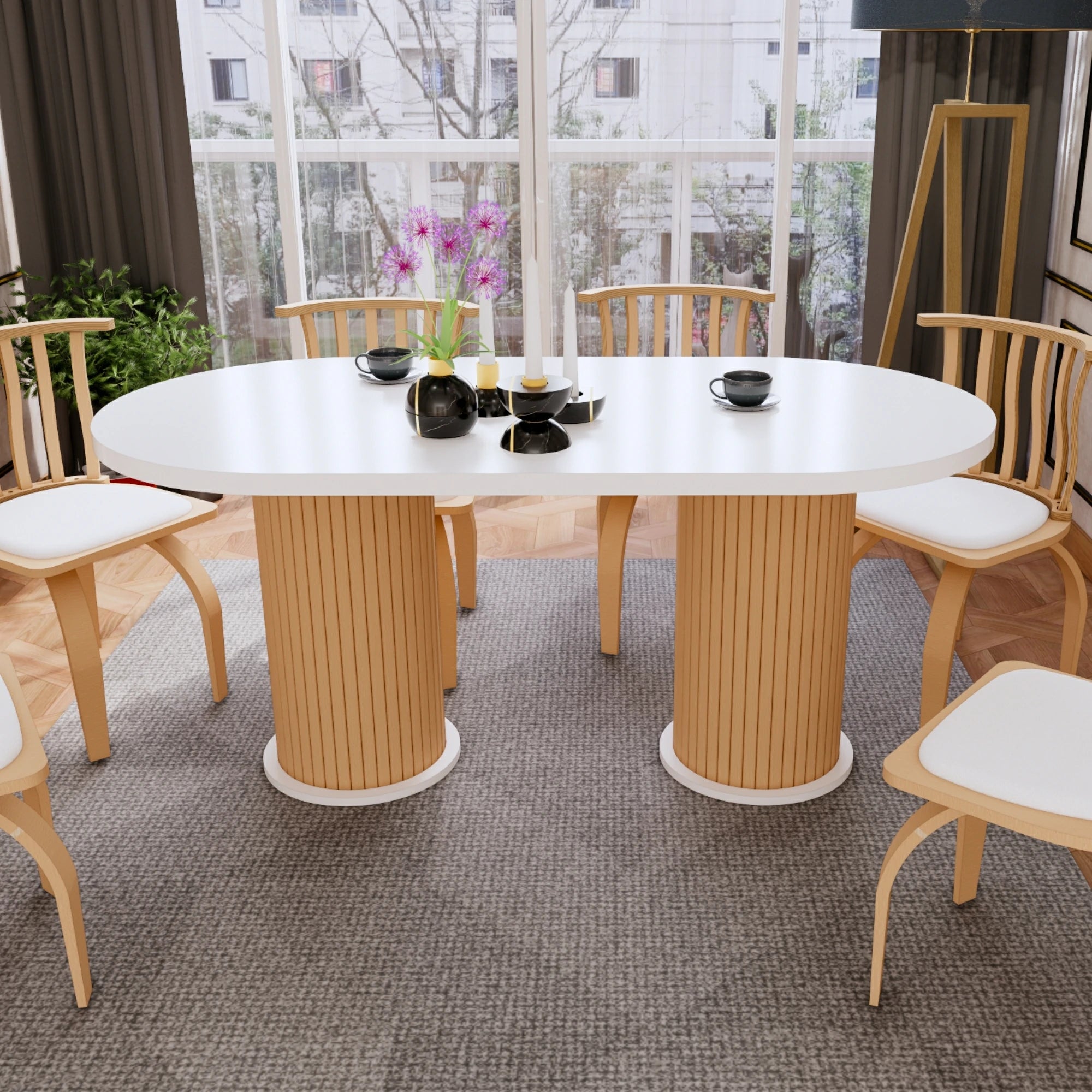 Oval Yemek Masası, 6 Kişilik Bohem Stili Yemek Masası
