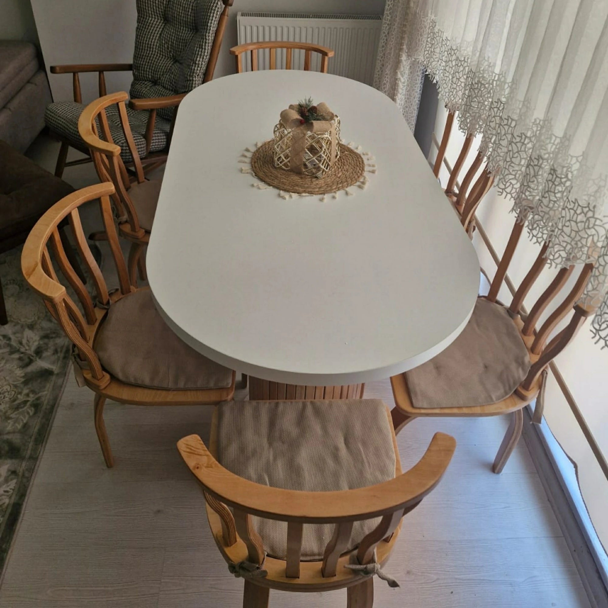 Oval Yemek Masası, 6 Kişilik Bohem Stili Yemek Masası