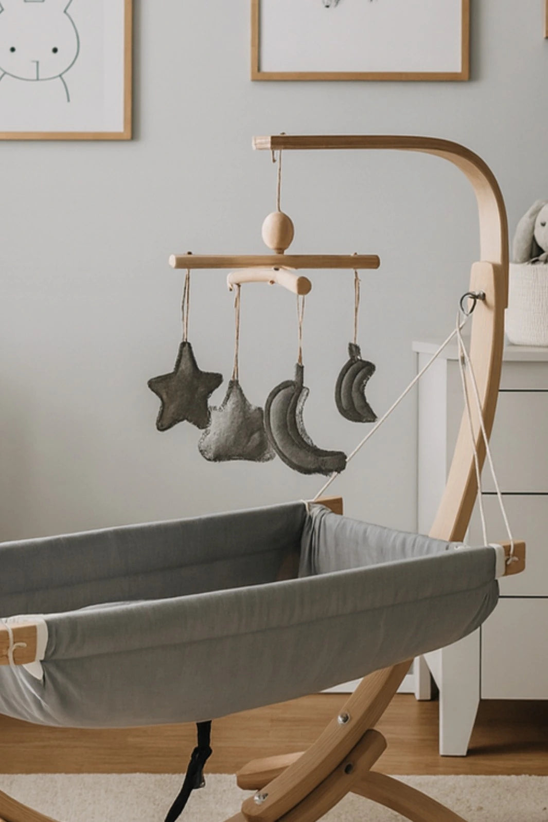 Ahşap Bebek Hamağı Sallanabilir-Sabitlenebilir Oyuncaklı