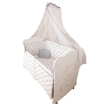 Sweetbear 60x120 Ahşap Bebek Beşiği, 0-5 Yaş, Kademeli, Tekerlekli, Güvenli Uyku Alanı
