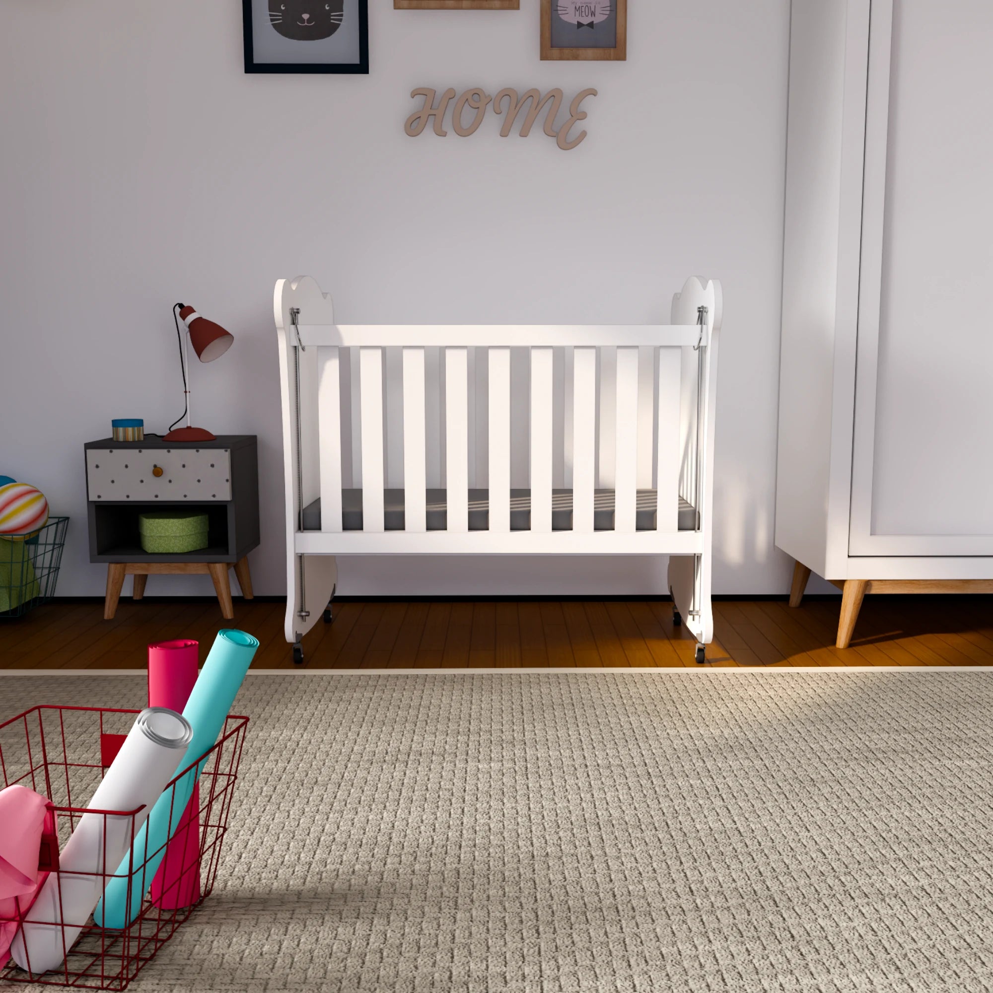 Sweetbear 50x90 Ahşap Bebek Beşiği, 0-2 Yaş, Tekerlekli, Güvenli Uyku Alanı