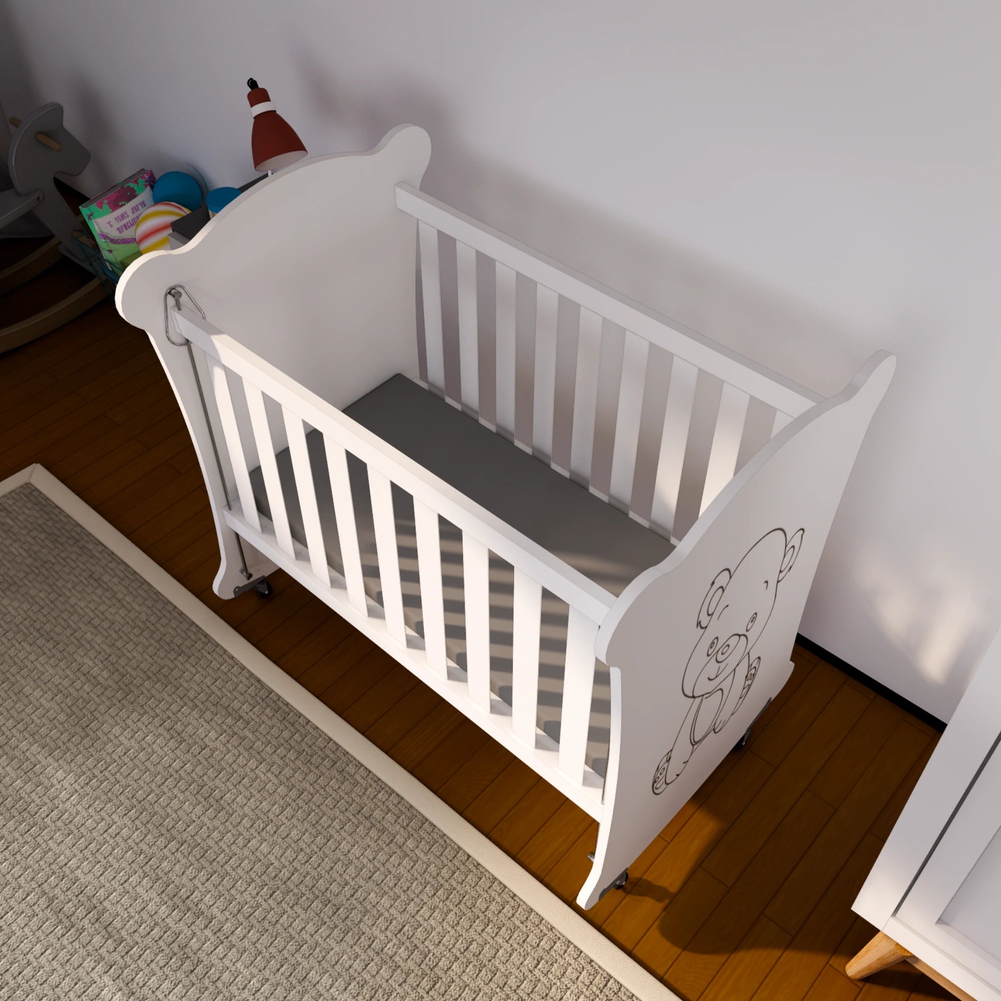 Sweetbear 50x90 Ahşap Bebek Beşiği, 0-2 Yaş, Tekerlekli, Güvenli Uyku Alanı