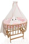 Natural Color Basket Cradle With Pink Knit Side Protection