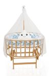 Natural Color Basket Cradle With Blue Knit Side Protection